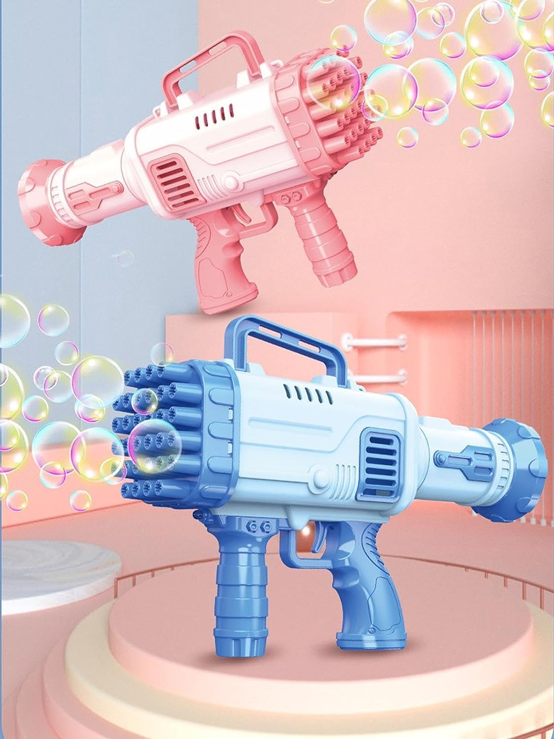 32 Hole Electric Gatling Bubble Gun for Kids with Soap Solution Indoor and Outdoor Toys for Toddlers Bubble Launcher Machine for Girls and Boys (Color as per Stock)