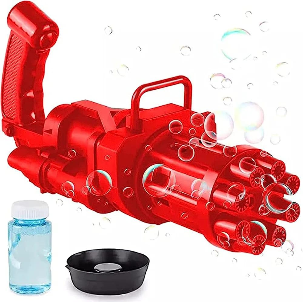 8 Hole Electric Gatling Bubble Gun for Kids with Soap Solution Indoor and Outdoor Toys for Toddlers Bubble Launcher Machine for Girls and Boys