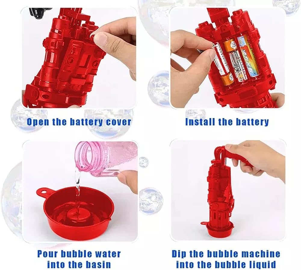 8 Hole Electric Gatling Bubble Gun for Kids with Soap Solution Indoor and Outdoor Toys for Toddlers Bubble Launcher Machine for Girls and Boys