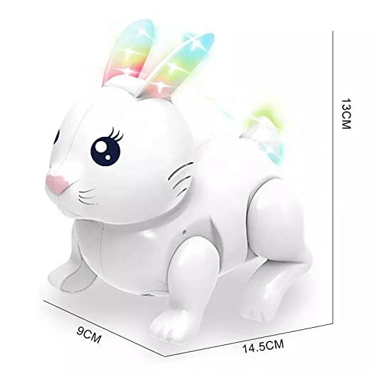 Adorable, cute Rabbit Bunny Toy with Colorful Luminous Ears, Entertaining and Educational for Infants and Kids,, Battery-Operated Jumping Fun